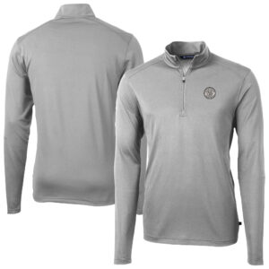 Men's Cutter & Buck Gray Milwaukee Brewers Virtue Eco Pique Quarter-Zip Jacket