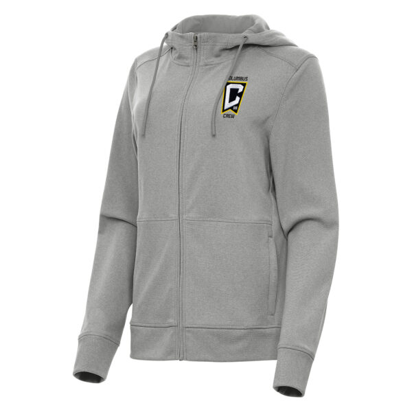 Women's Antigua Heather Gray Columbus Crew Seeker Full-Zip Hoodie