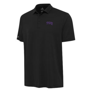 Men's Antigua Black TCU Horned Frogs Reprocess Polo