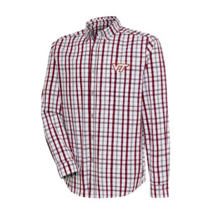 Men's Antigua  Maroon/Gray Virginia Tech Hokies Tending Tri-Blend Button-Down Long Sleeve Shirt