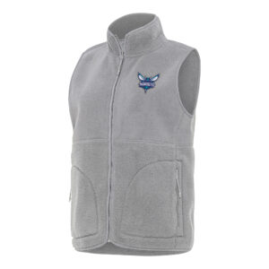 Women's Antigua  Gray Charlotte Hornets Nostalgic Full-Zip Vest
