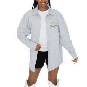 Women's Gameday Couture Ash Los Angeles Chargers Full-Button Long Sleeve Overshirt