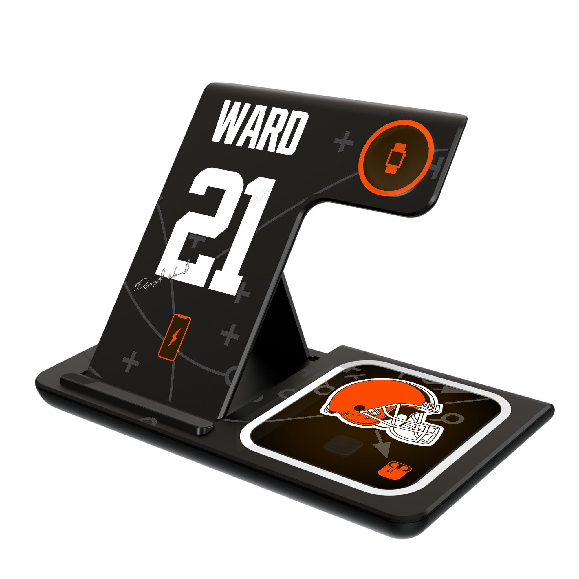 Keyscaper Denzel Ward Cleveland Browns Ready 3-in-1 Charging Station