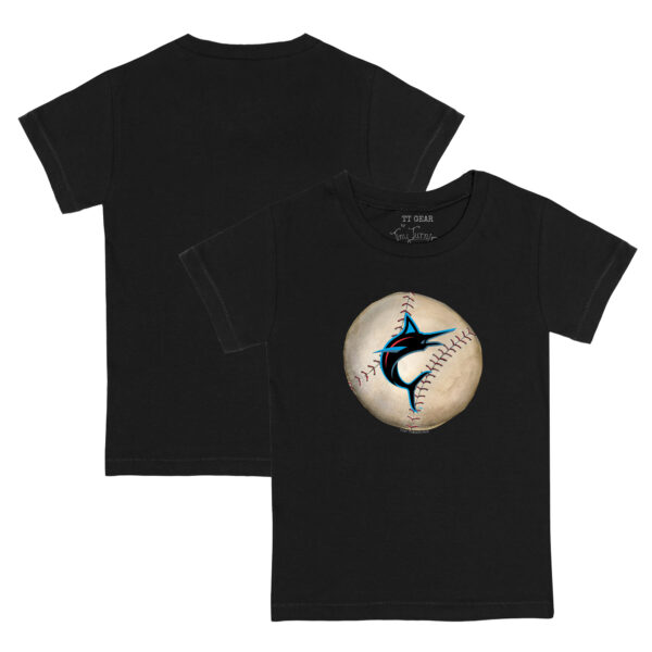 Toddler Tiny Turnip Black Miami Marlins Stitched Baseball T-Shirt - Image 2