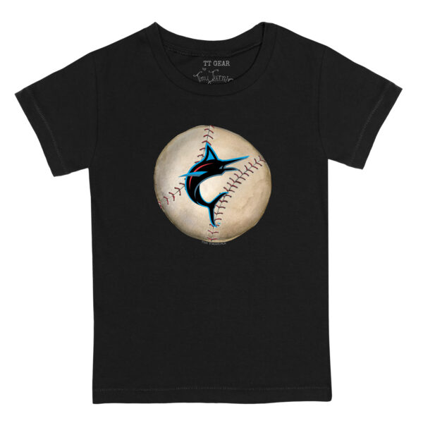 Toddler Tiny Turnip Black Miami Marlins Stitched Baseball T-Shirt - Image 6