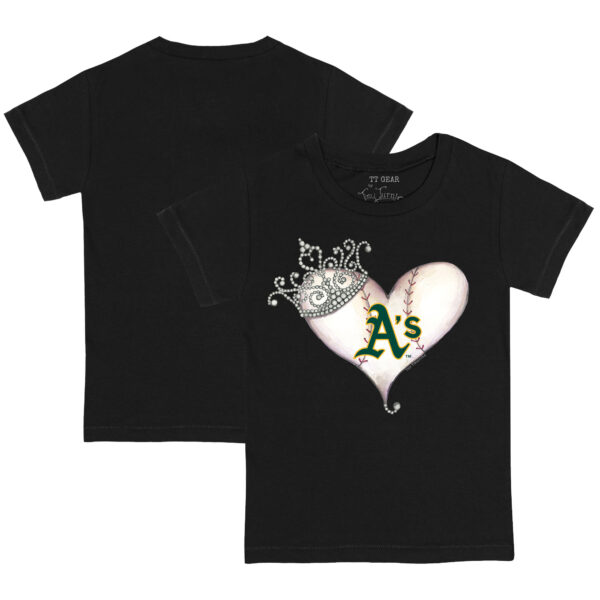 Toddler Tiny Turnip Black Athletics Tiara Heart T-Shirt